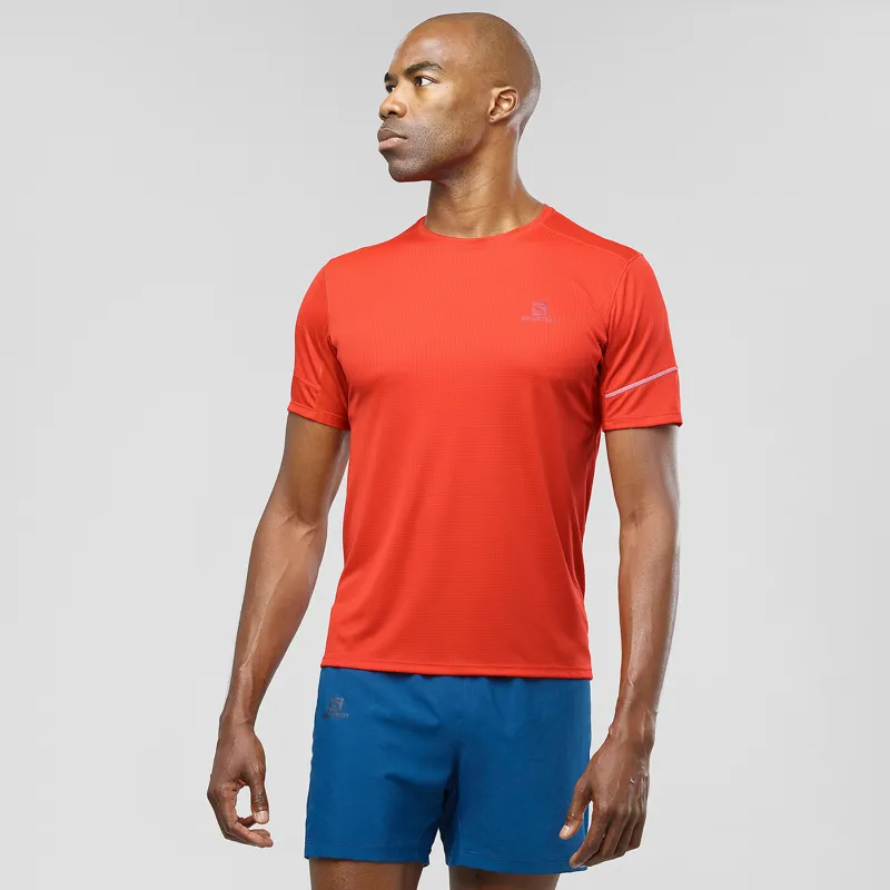 Salomon Agile SS Mens Tee in Fiery Red-1