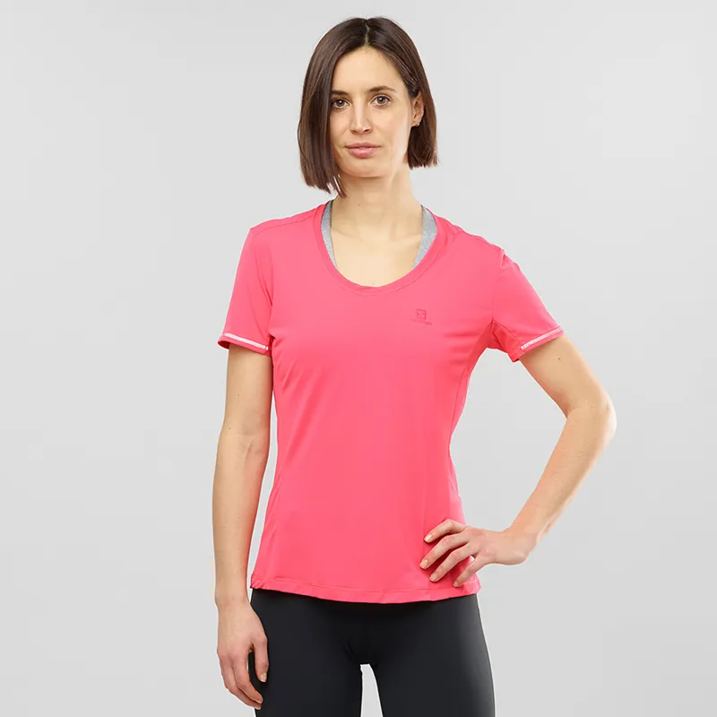 Salomon Agile SS Womens Tee in Calypso Coral-1