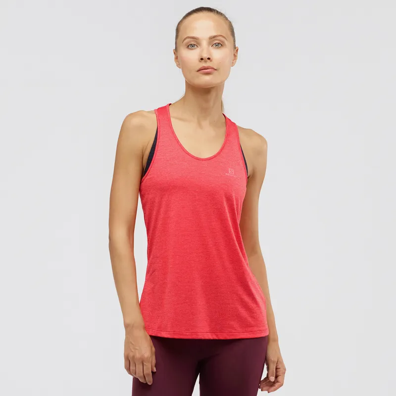 Salomon Womens Agile Tank in Cayenne/Heather-1