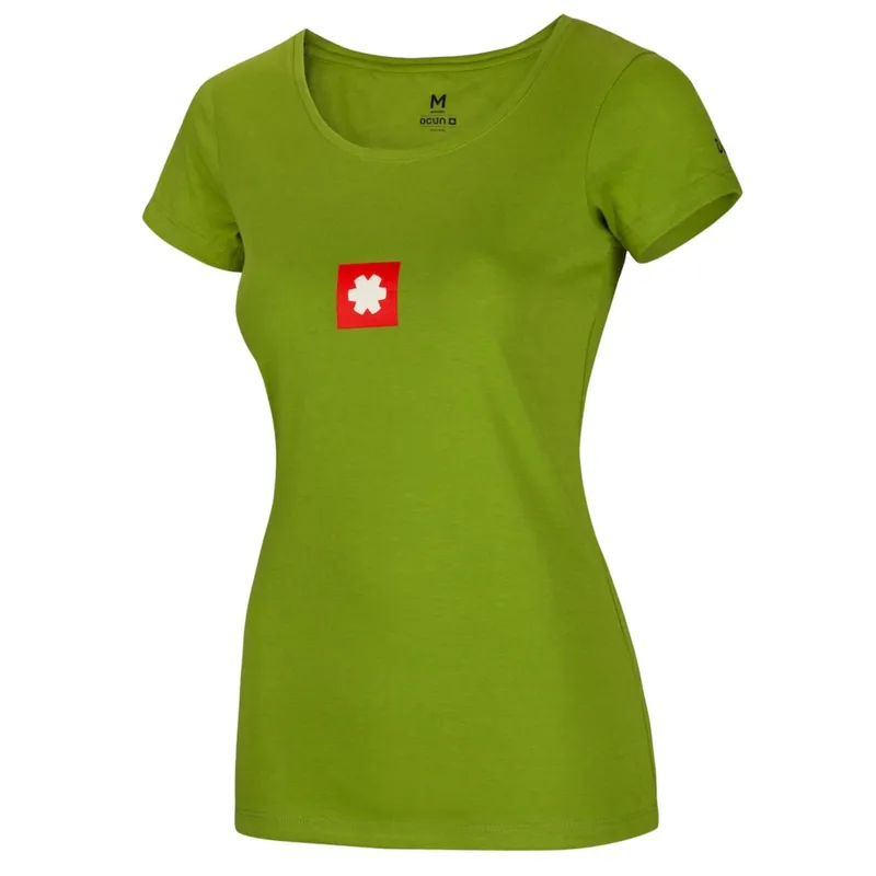 Ocun Logo Womens Climbing T-Shirt in Pond Green