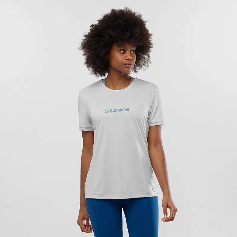 Salomon Womens Comet Classic Tee Lunar Rock-1