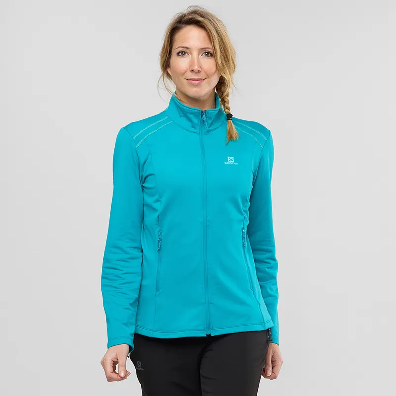 Salomon Womens Discovery LT FZ Fleece in Tile Blue-1
