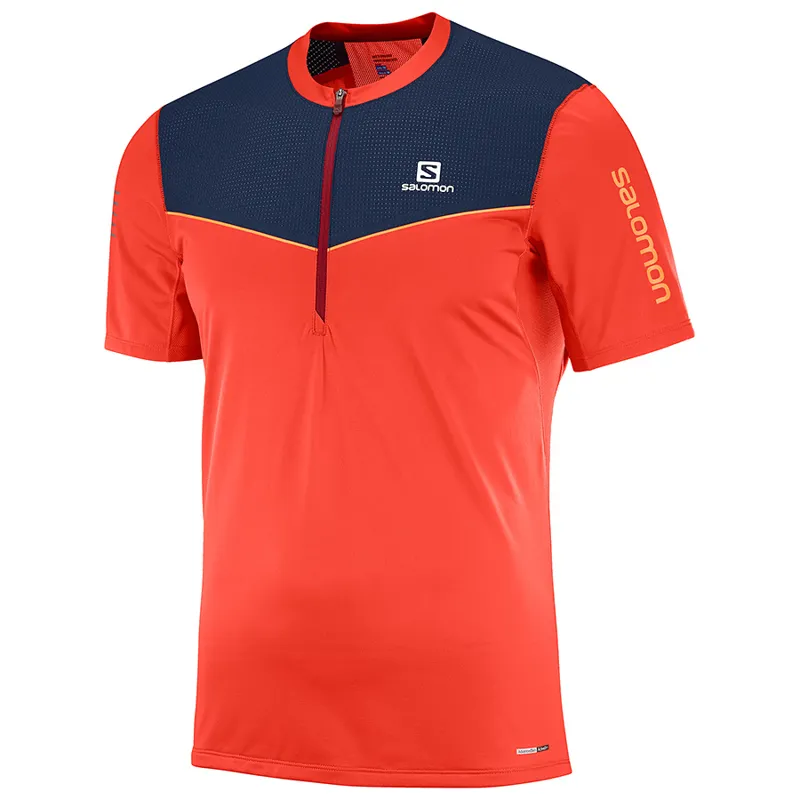 Salomon Fast Wing HZ SS Mens Running Tee in Fiery Red