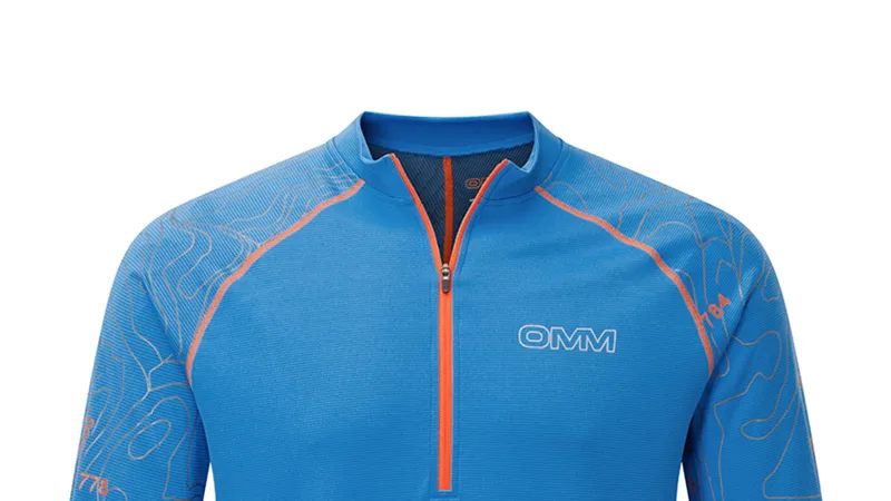 OMM Flow Tee Zip L/S Men's Running Top in Blue-3