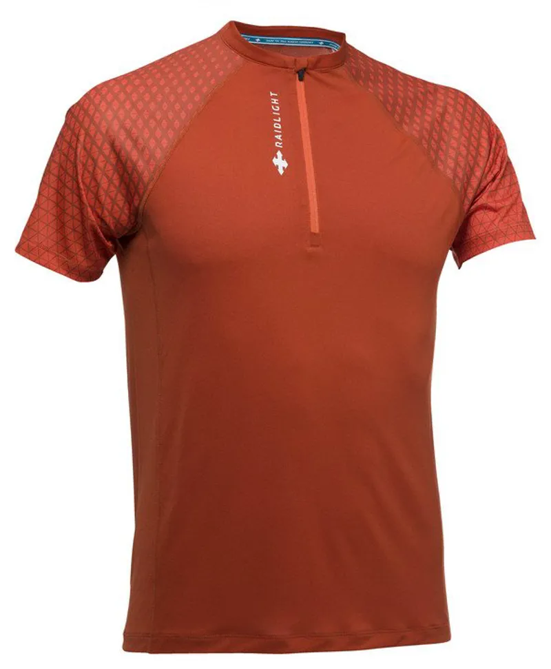 Raidlight Activ Run Short-Sleeve Mid Zip Mens Run Tee in Burnt Orange