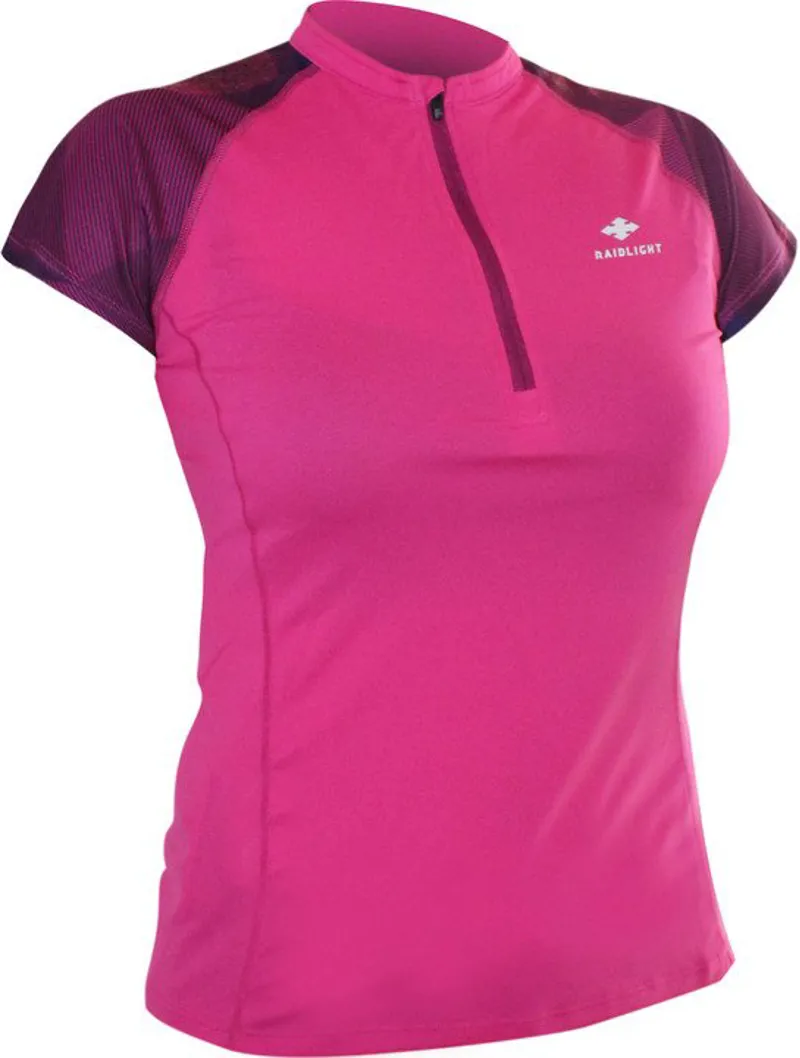 Raidlight Activ Run Short-Sleeve Mid Zip Womens T-Shirt in Pink/Purple-4
