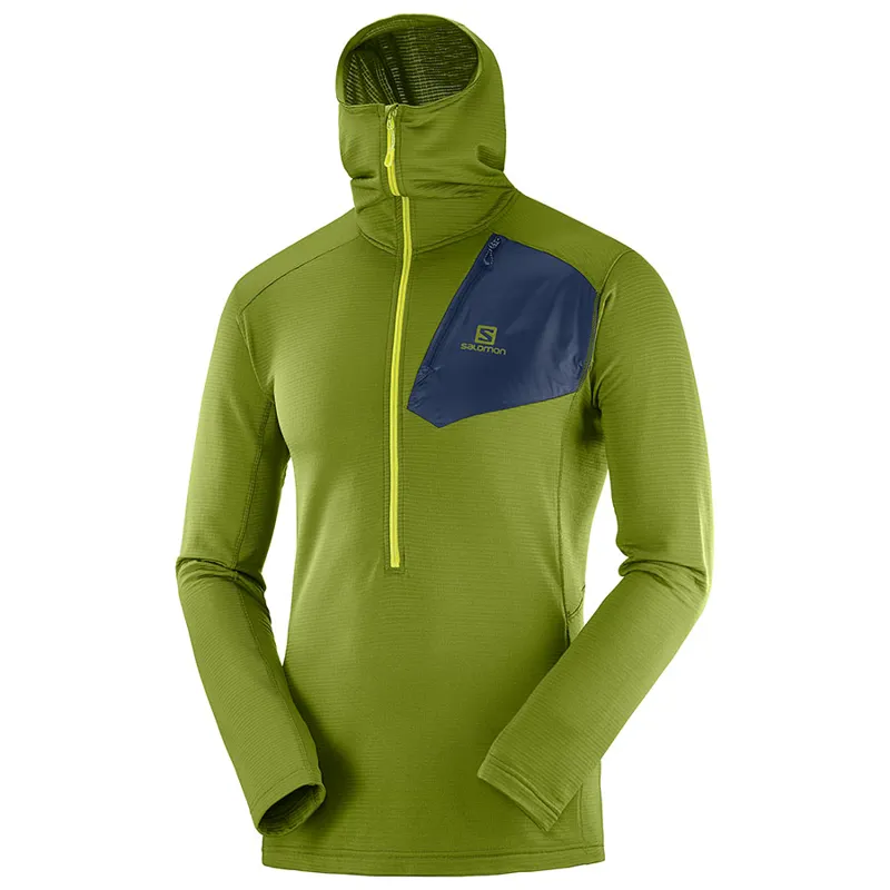 Salomon Grid HZ Mid Mens Hoodie in Avocado/Night Sky