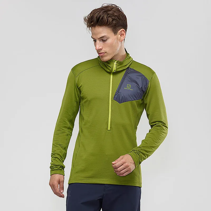 Salomon Grid HZ Mid Mens Hoodie in Avocado/Night Sky-1