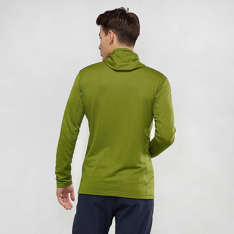 Salomon Grid HZ Mid Mens Hoodie in Avocado/Night Sky-2
