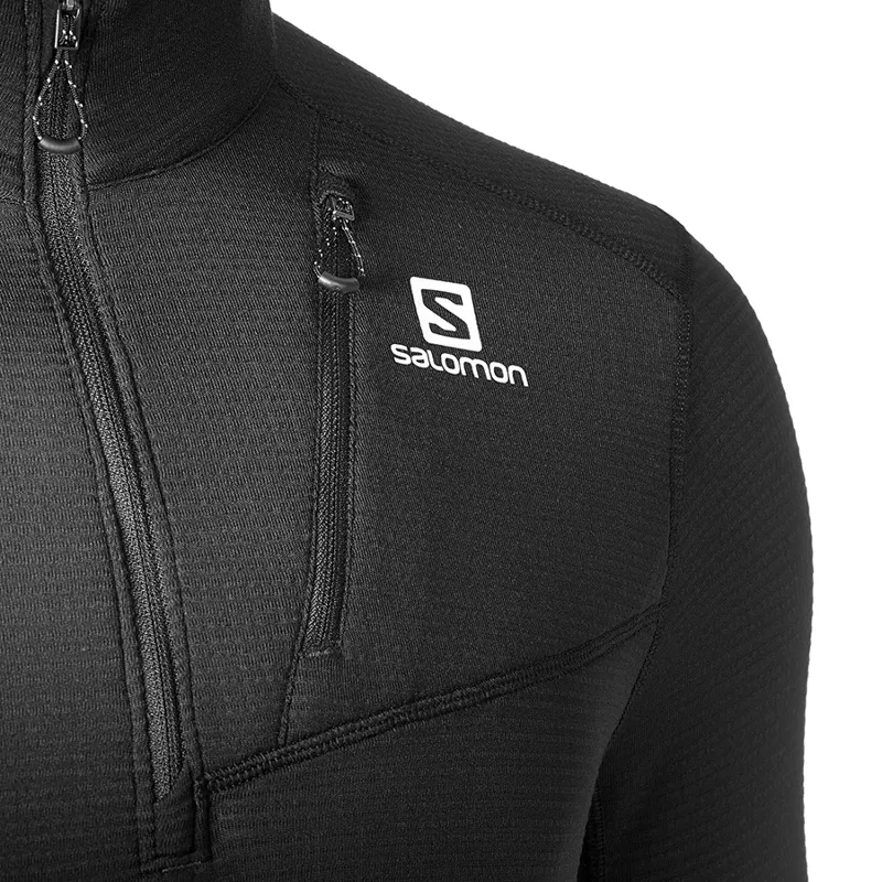 Salomon Grid HZ Mens Running Midlayer in Black-4