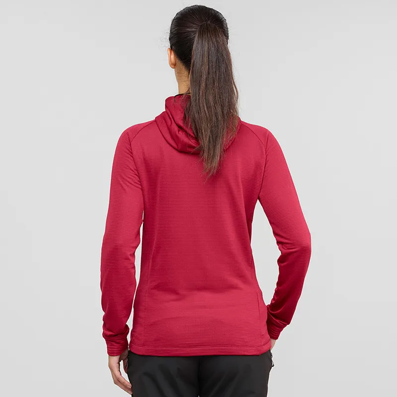 Salomon Womens Grid Full Zip Midlayer in Rio Red-2