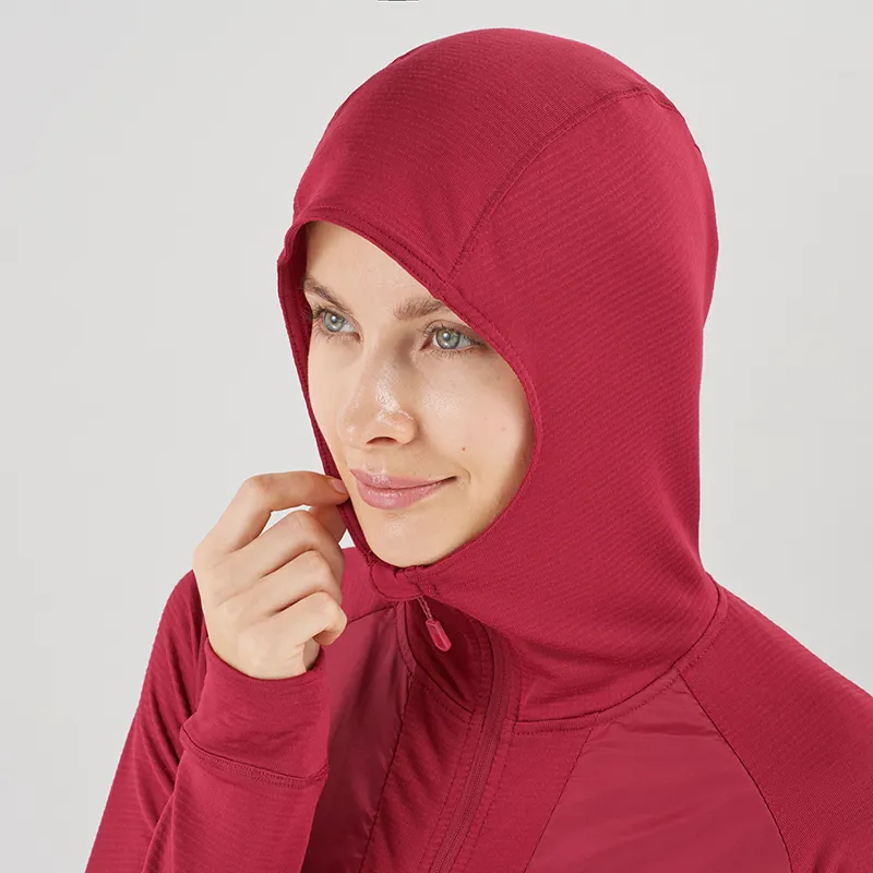 Salomon Womens Grid Full Zip Midlayer in Rio Red-3