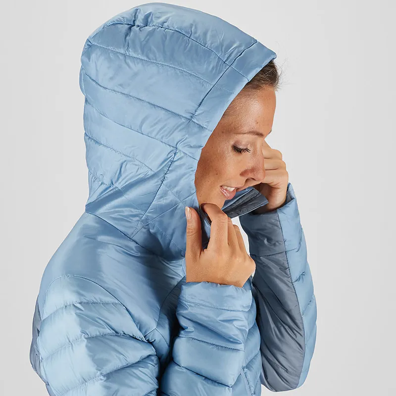 Salomon HALOES Womens Down Hoodie in Faded Denim-3