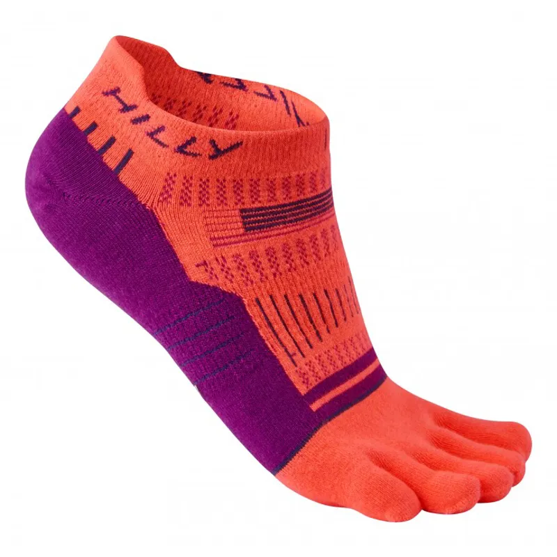 Hilly Womens Toe Socks in Coral/Grape Juice/Charcoal-1