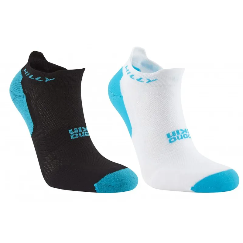 Hilly Womens Tempo Socklet 2 Pack in White/Black/Peacock
