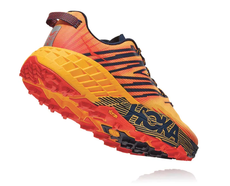 HOKA Speedgoat 4 Mens Trail Running Shoe in Gold Fusion/Black Iris-3