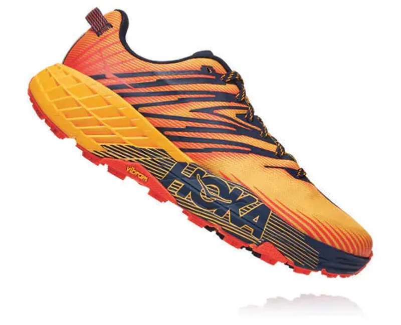 HOKA Speedgoat 4 Mens Trail Running Shoe in Gold Fusion/Black Iris-4