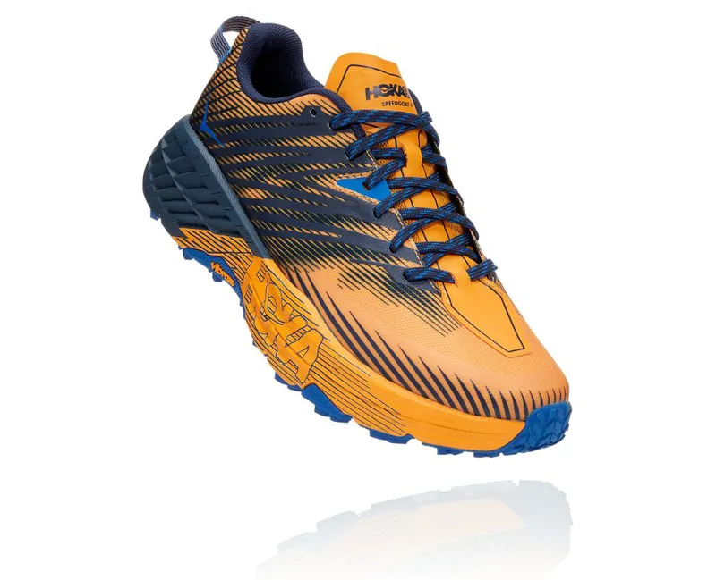 HOKA Speedgoat 4 Men's Trail Running Shoe in Saffron/Black Iris-4