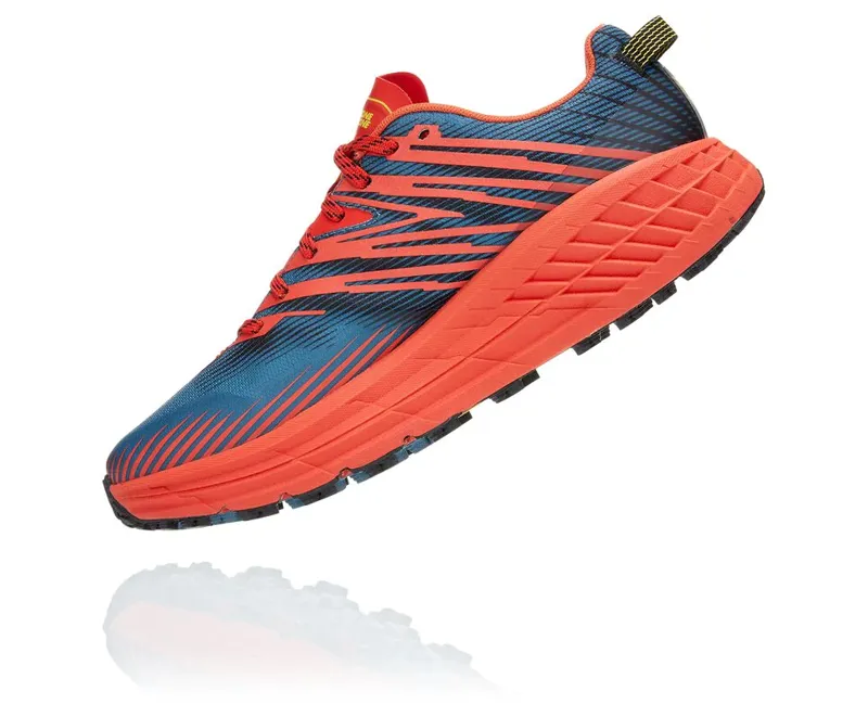 HOKA Speedgoat 4 Wide Mens Trail Running Shoe in Fiesta/Provincial Blue-3