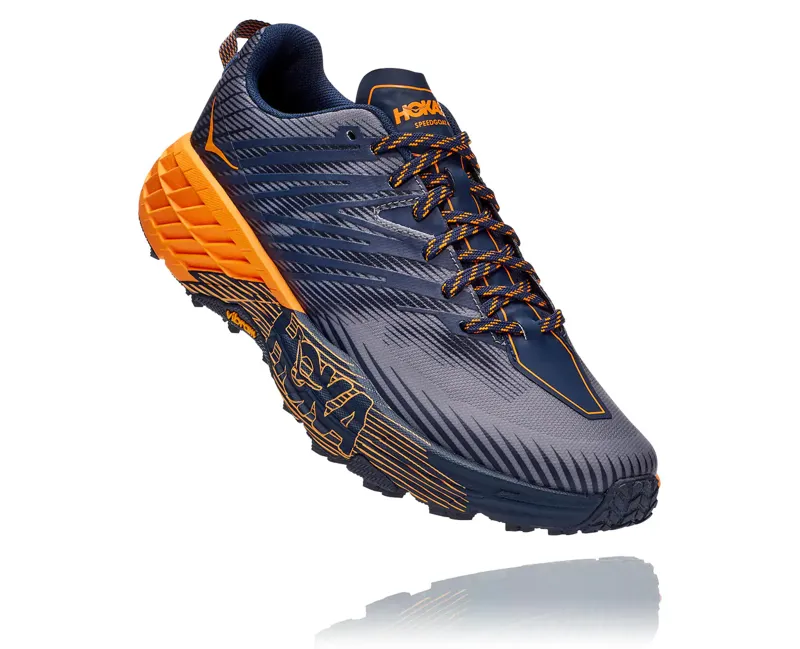 HOKA Speedgoat 4 Men's Trail Running Shoe in Black Iris/Bright Marigold-4