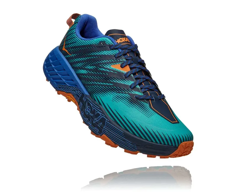 HOKA Speedgoat 4 Men's Trail Running Shoe in Atlantis/Dazzling Blue-4