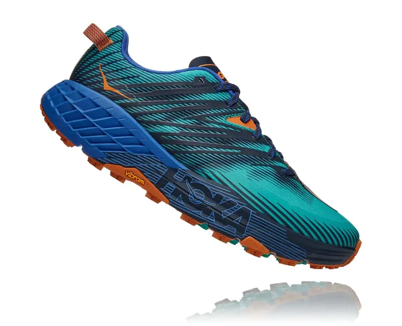HOKA Speedgoat 4 Men's Trail Running Shoe in Atlantis/Dazzling Blue