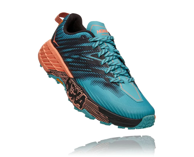 HOKA Speedgoat 4 Women's Trail Running Shoe in Aquarelle/Cantaloupe-4