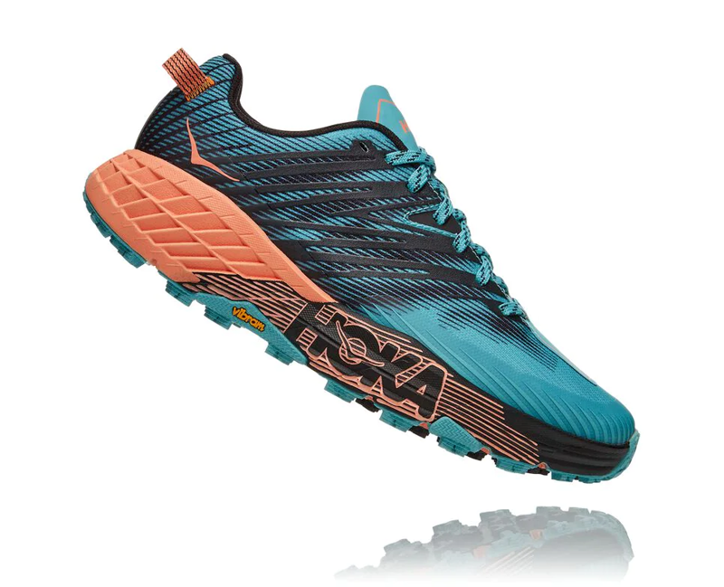 HOKA Speedgoat 4 Women's Trail Running Shoe in Aquarelle/Cantaloupe