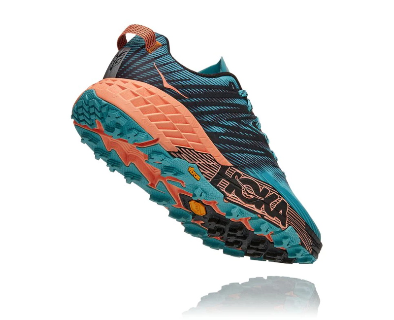 HOKA Speedgoat 4 Women's Trail Running Shoe in Aquarelle/Cantaloupe-5