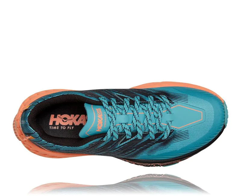 HOKA Speedgoat 4 Women's Trail Running Shoe in Aquarelle/Cantaloupe-2