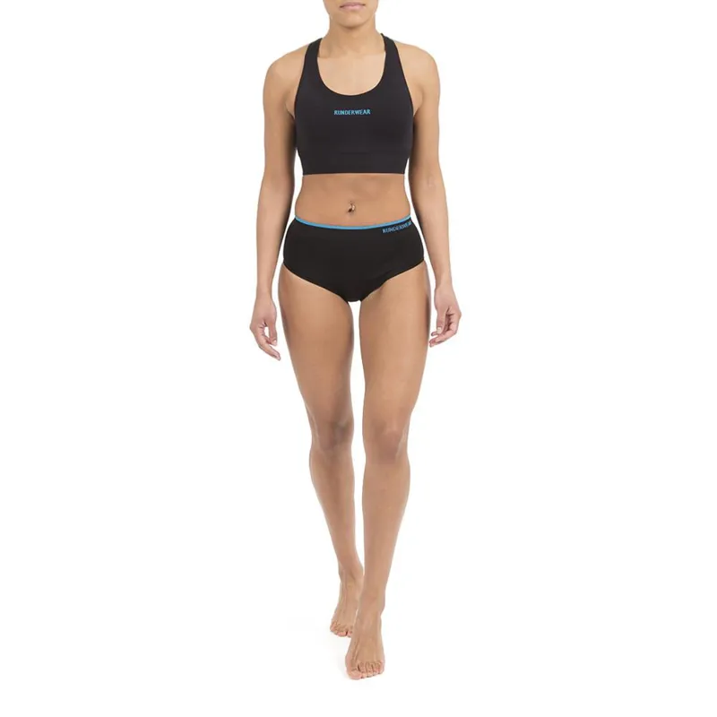 Runderwear Womens Running Hipster in Black-1