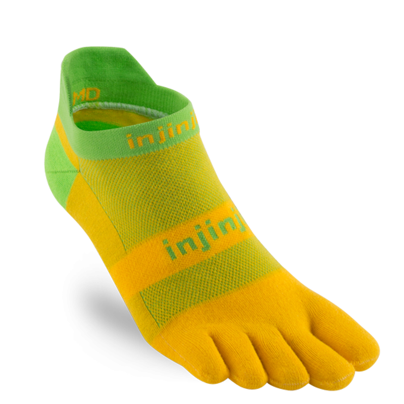Injinji Run Lightweight No Show Unisex Running Sock in Mango