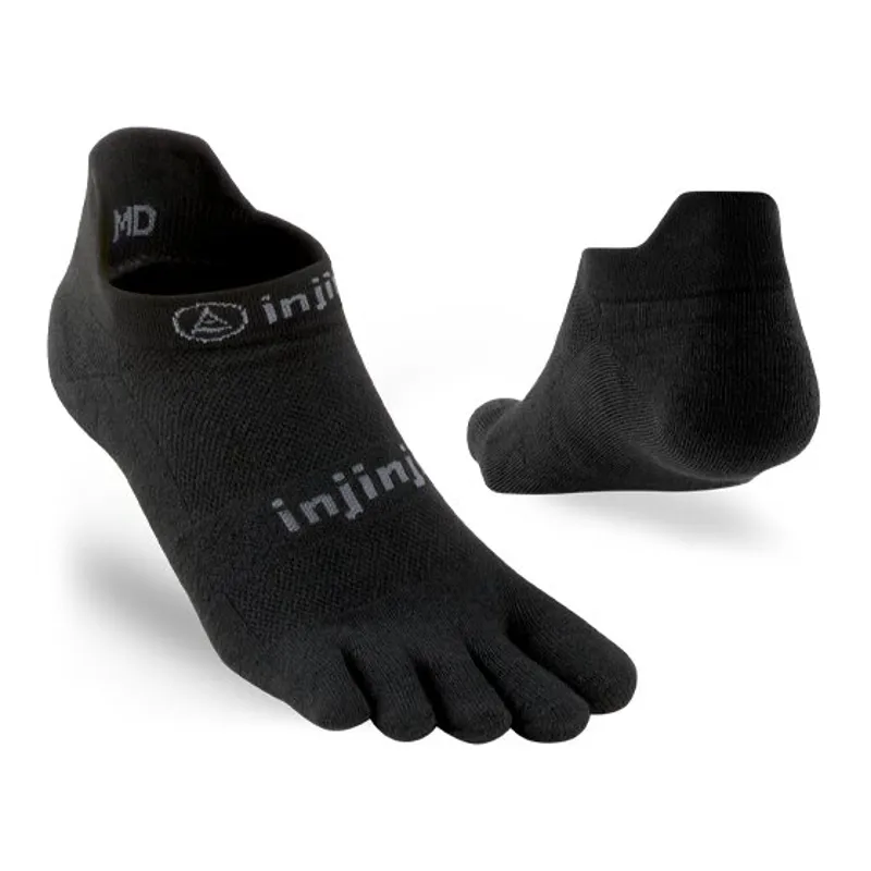 Injinji Run Lightweight No-Show Socks in Black-1