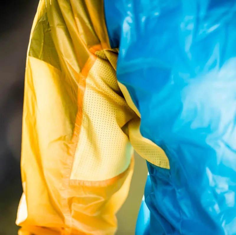 La Sportiva Briza Womens Windbreaker Jacket in Malibu Blue/Yellow-3