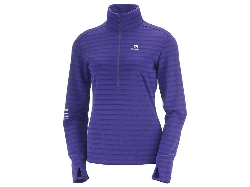 Salomon Lightning Womens Half Zip Midlayer in Deep Blue/Parachute