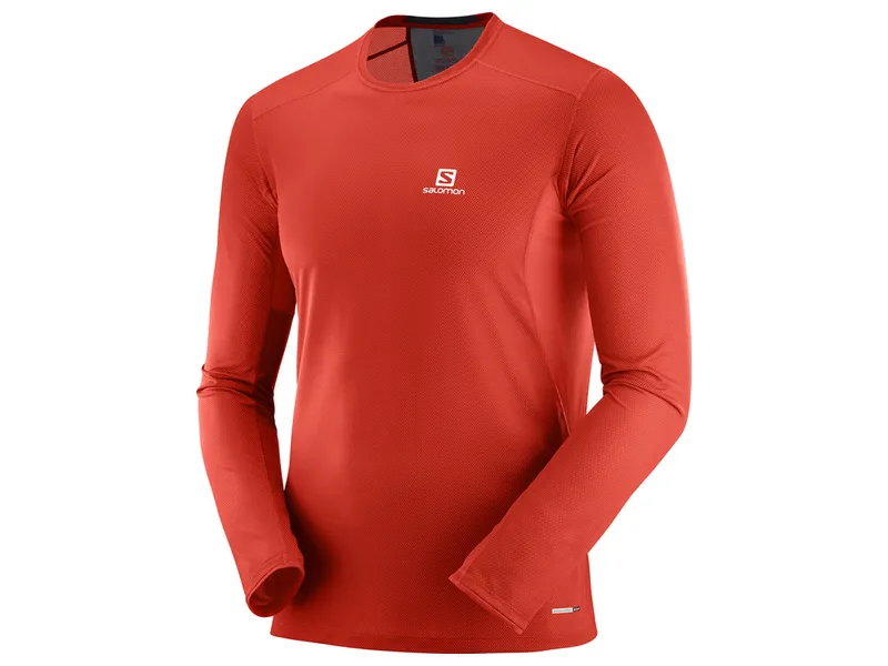 Salomon Trail Runner Mens Long Sleeve Tee in Fiery Red/Night Sky