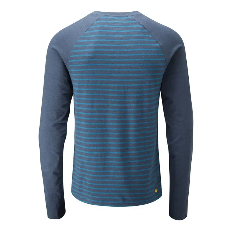 Moon Mens Striped Tech LS Top in Indigo/Midnight-1
