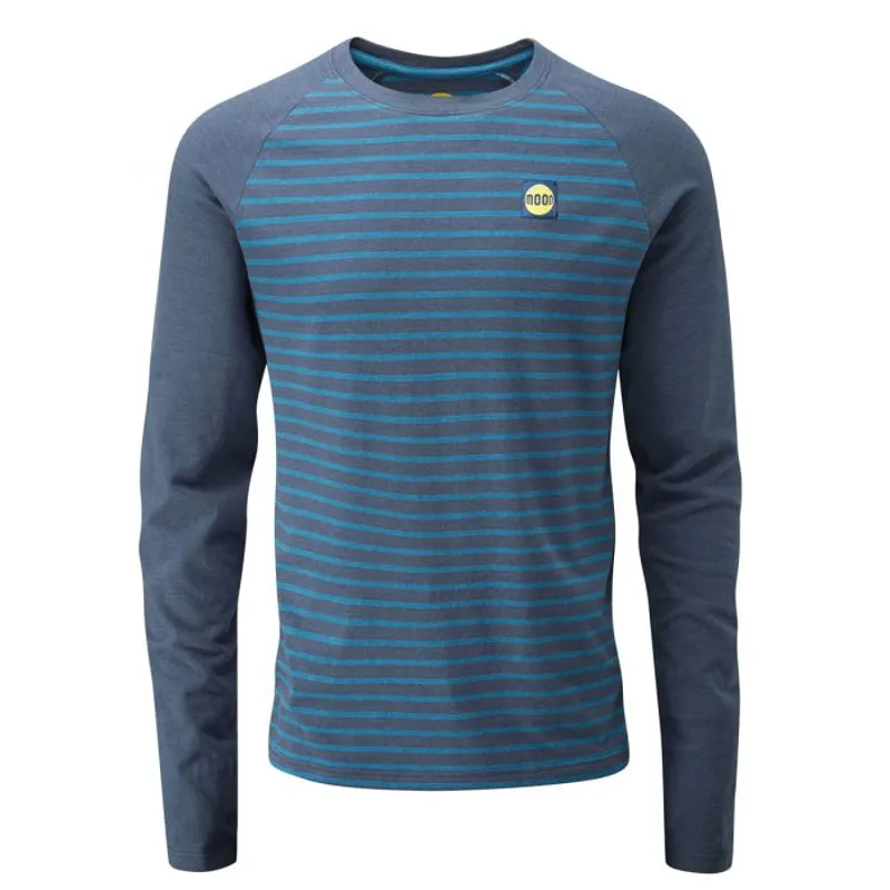 Moon Mens Striped Tech LS Top in Indigo/Midnight