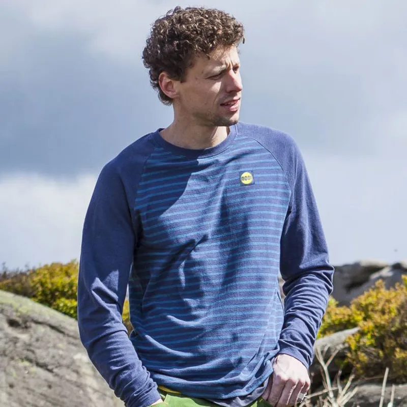 Moon Mens Striped Tech LS Top in Indigo/Midnight-2