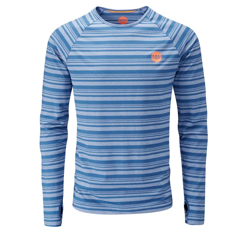 Moon Mens Striped Long Sleeve Top in Midnight