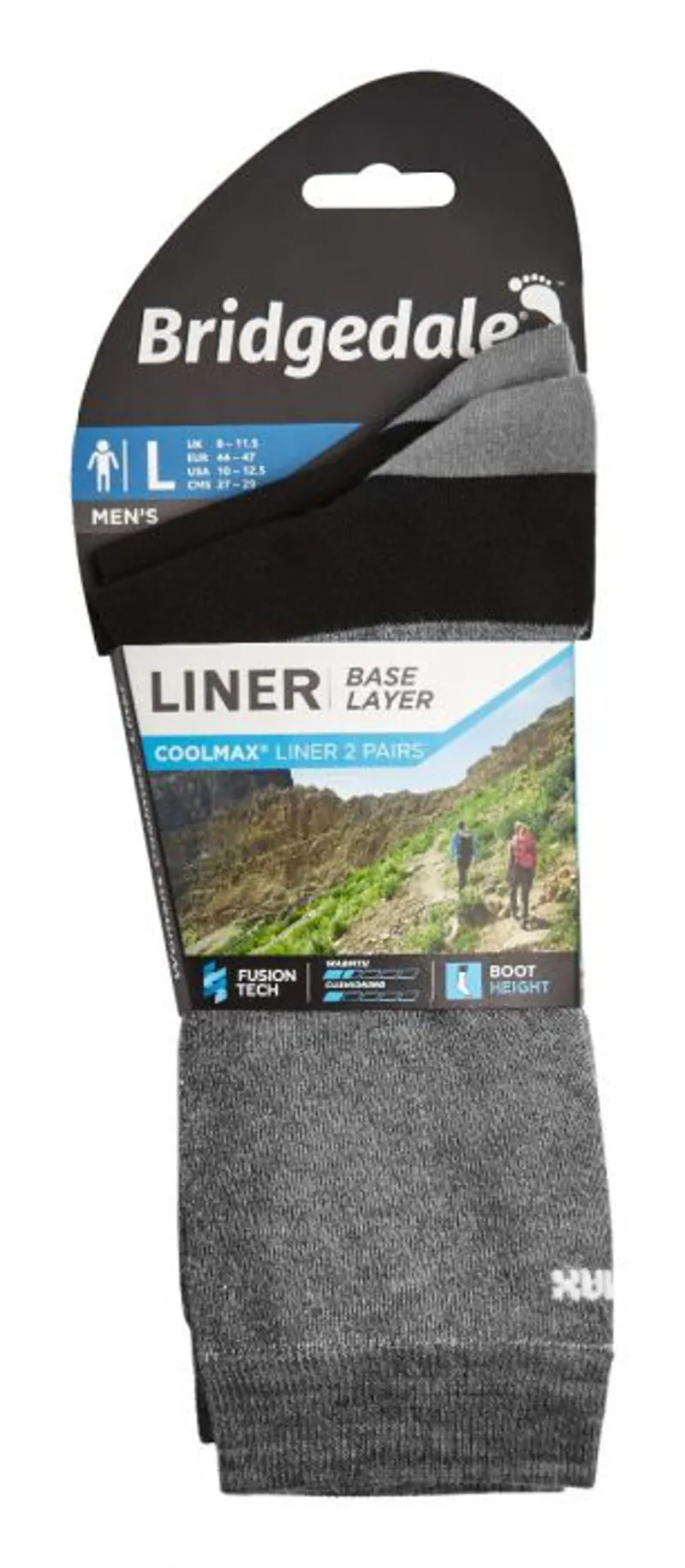 Bridgedale Liner Coolmax Boot Sock in Grey-2
