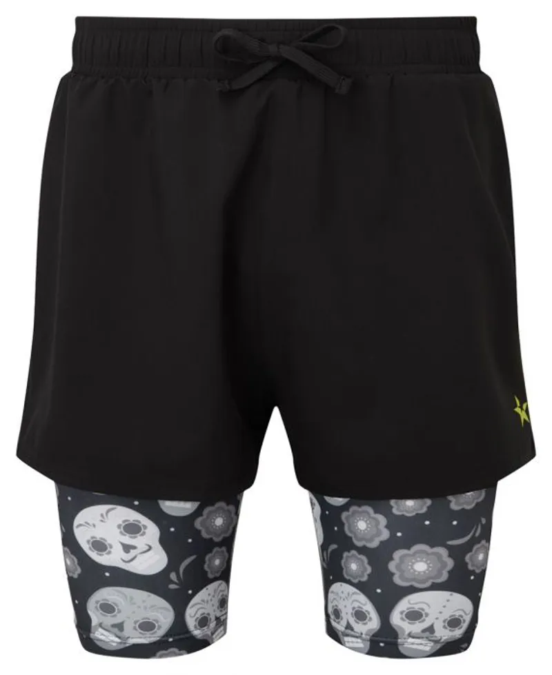 Flanci Mens Running Shorts in Skulls