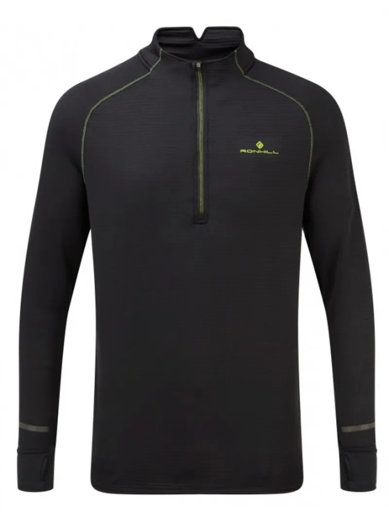 Ronhill Stride Matrix 1/2 Zip Tee in Black/Fluo Yellow