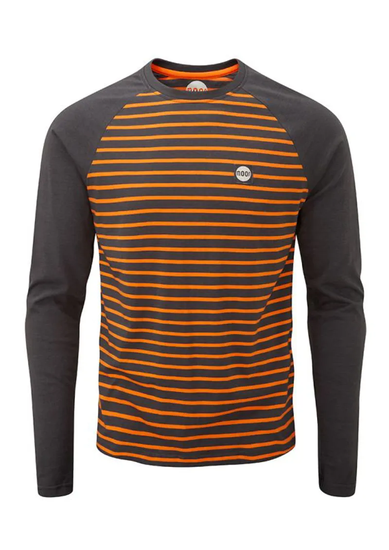 Moon Striped Long Sleeve Men's Top in Charcoal/Orange