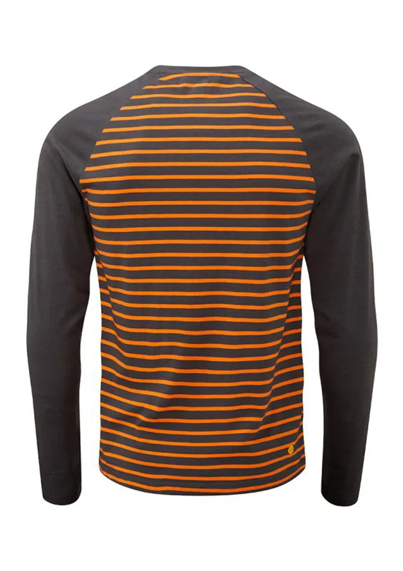 Moon Striped Long Sleeve Men's Top in Charcoal/Orange-1