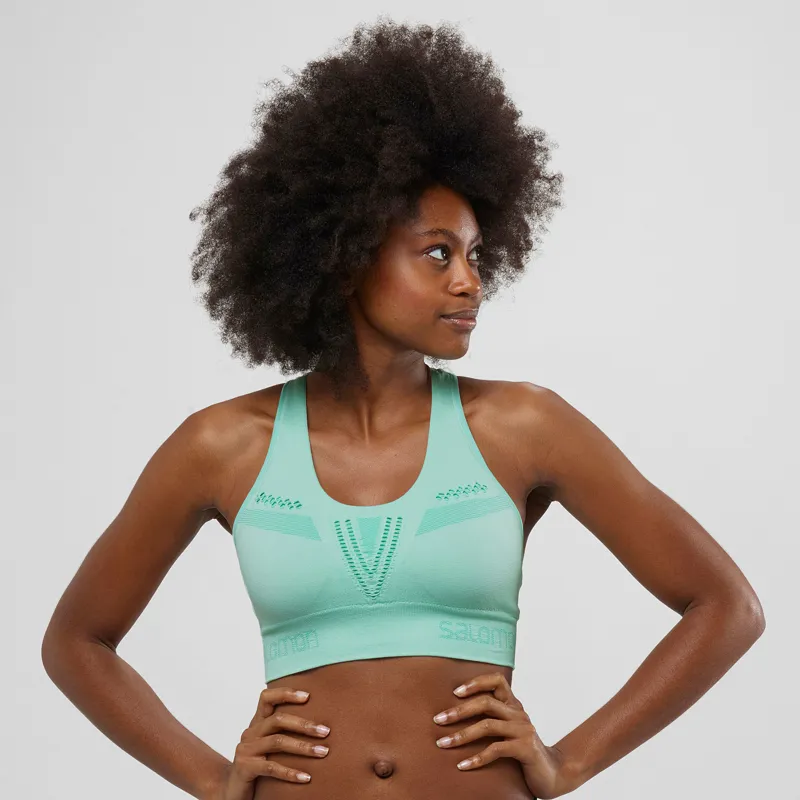 Salomon MoveOn Running Bra in Yucca Heather-1