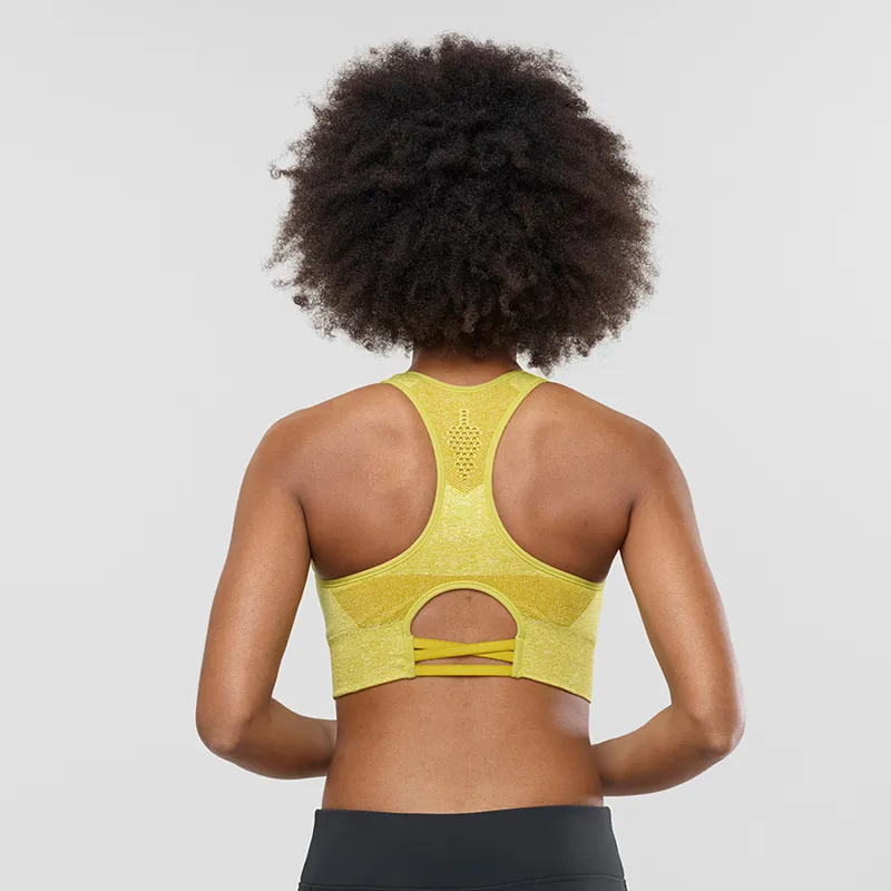 Salomon Womens MoveOn Bra in Golden Palm-2