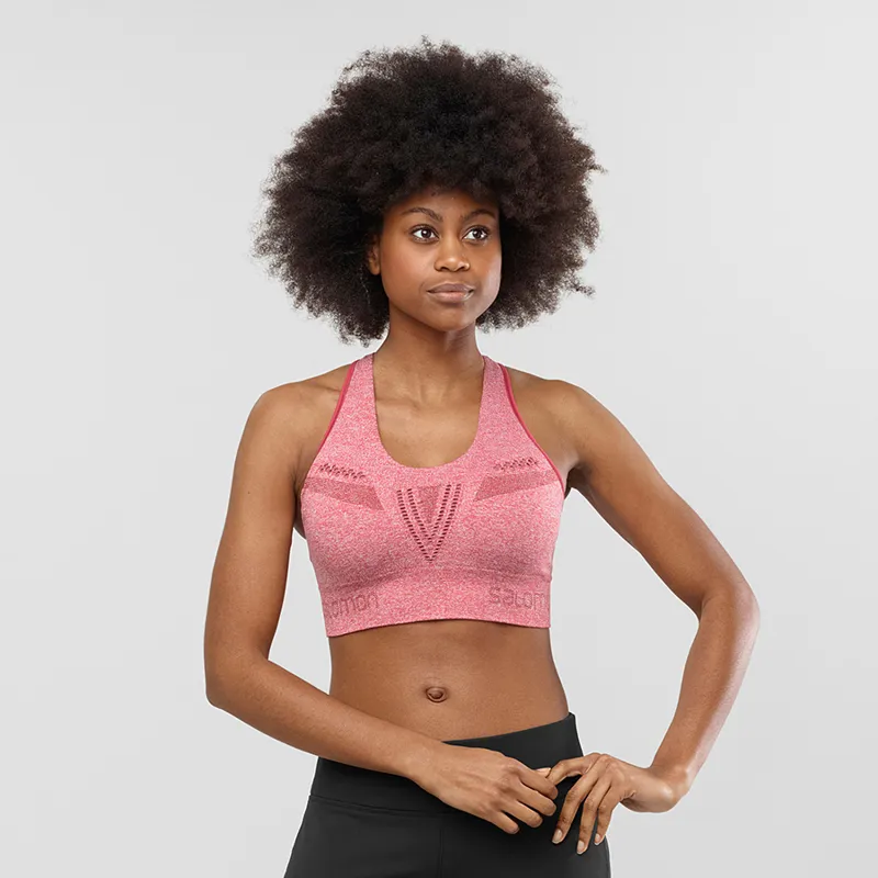 Salomon Womens MoveOn Bra in Garnet Rose-1