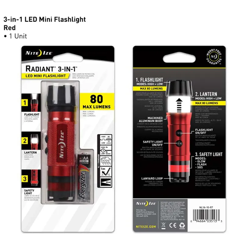 Radiant 3-in-1 LED Mini Torch in Red-5