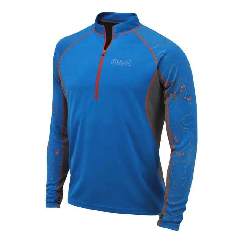 OMM Grid Tee Mens L/S Trail Running Baselayer in Blue-1